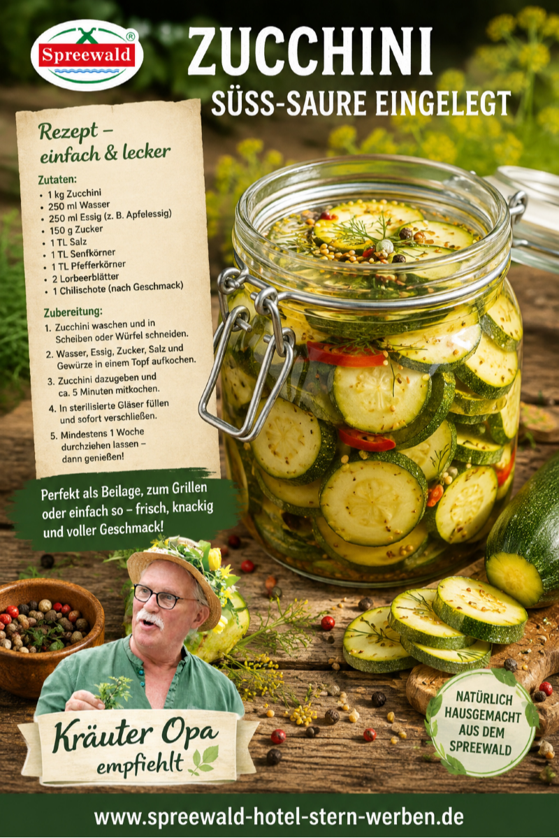 Süß-sauer eingelegte Zucchini
