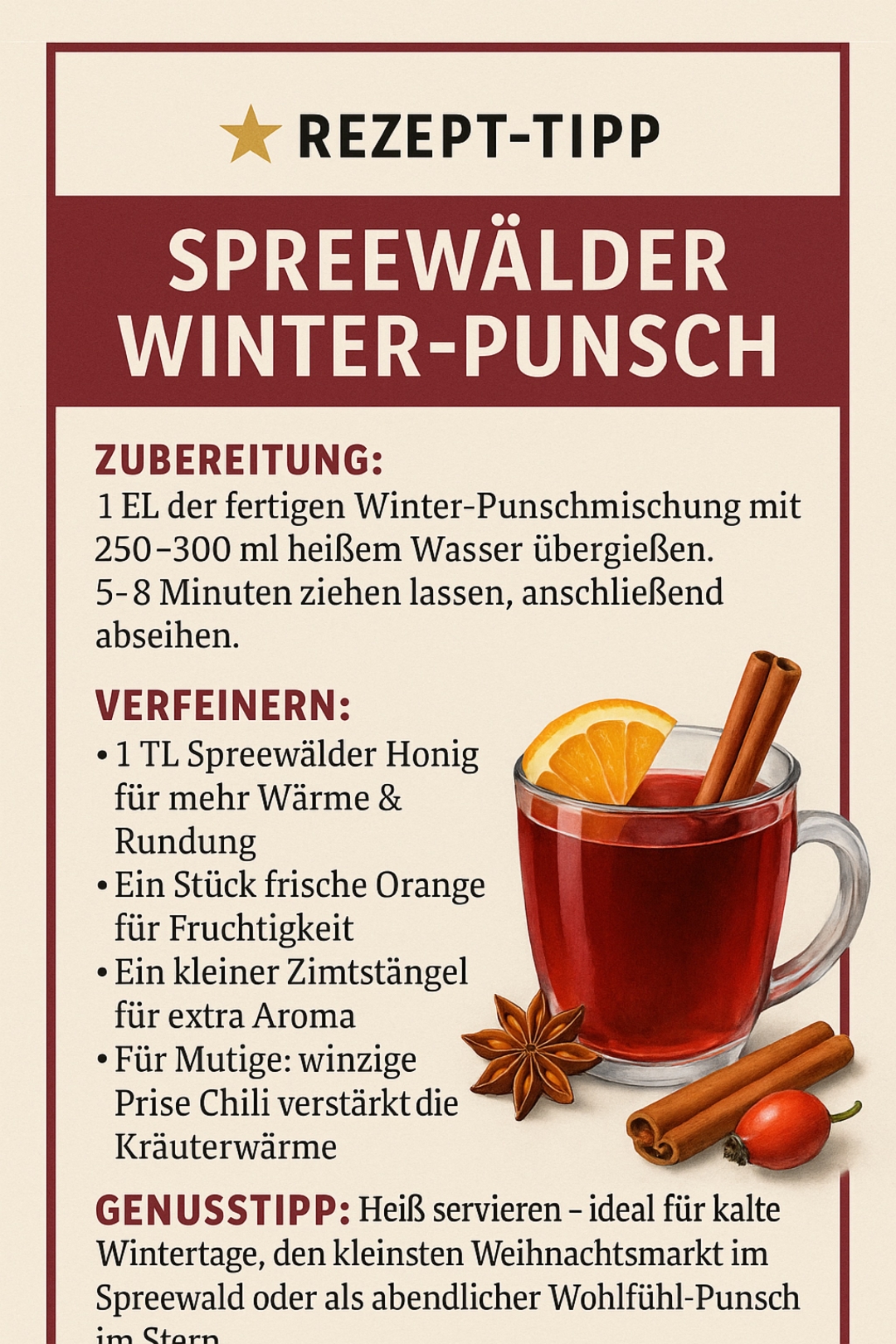 Der kleinste Weihnachtsmarkt im Spreewald – ein echter Geheimtipp! z.B. mit Spreewälder Wiesentee – handgepflückt & naturbelassen.